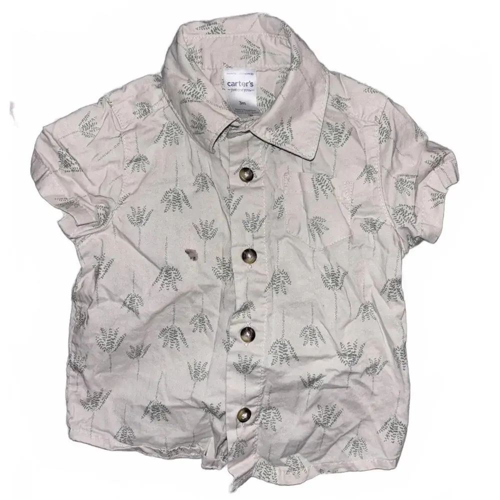 Carters Kid's Button-Up Shirts (Set of 3) - Adorable Shirt Size Range 0-6 Months